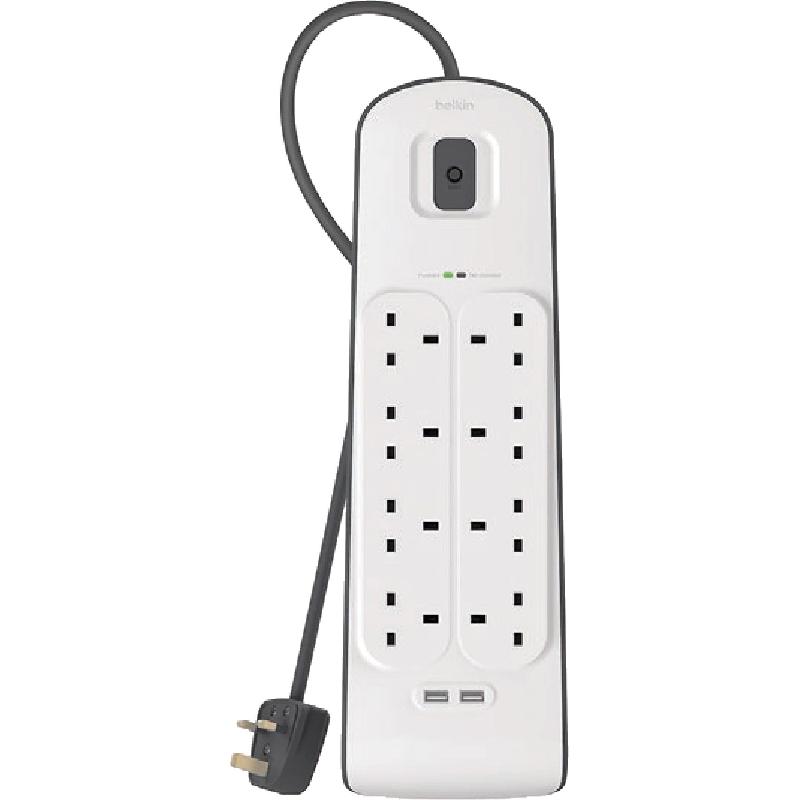 BSV804 Surge Protector + USB Charger, 8 Outlet;2 USB Port, 2.00 m ( 6.56 ft )
