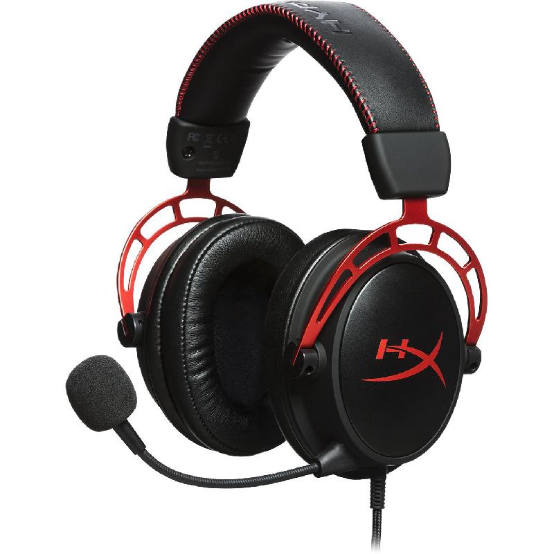 HyperX Cloud Alpha Gaming Headset, Wired, 3.5 mm Connector, Unidirectional/Detachable Microphone, Black/Red