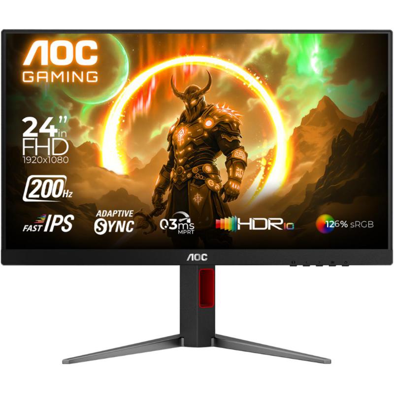 24G4H 23.8 Inch Gaming Monitor, FHD (Full HD), 200 Hz, Black/Red